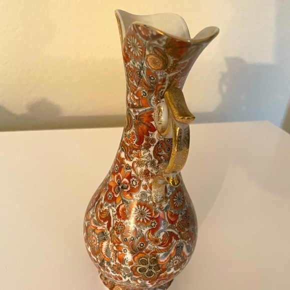 Royal “Burnt Orange” Paisley 55/1640 Decorative 2 Handle Porcelain Vase. - Picture 6 of 7